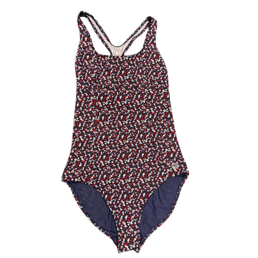 Tory Sport Navy Floral One-Piece Swimsuit/Bathing Suit Size Small
